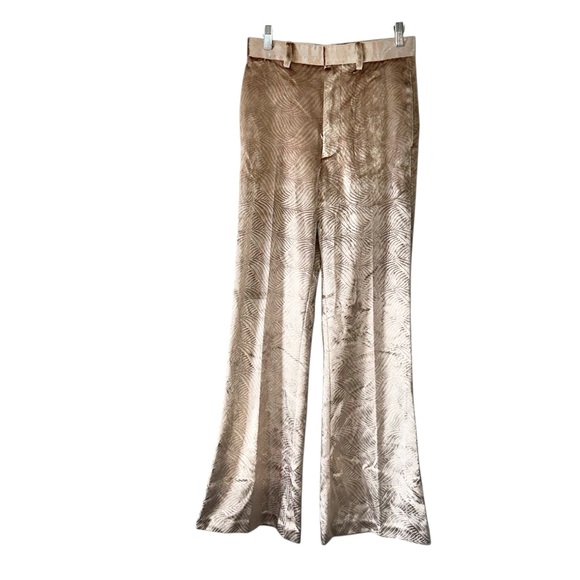 ASOS DESIGN Men’s Gold Flare Wave Embossed Velvet Suit Dress Pants- Size 30x32 - Picture 4 of 14